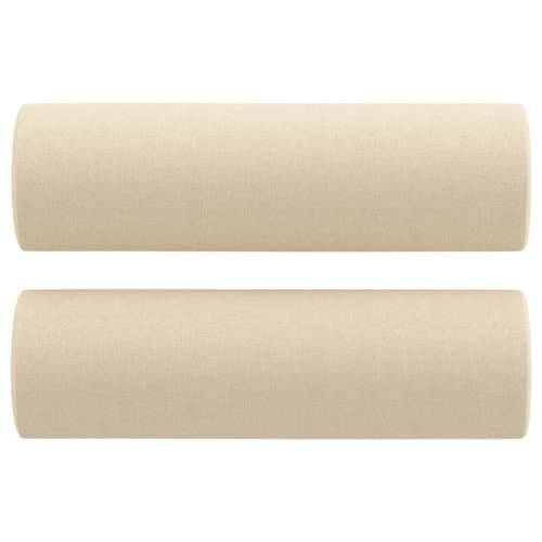 4-dijelni set sofa s jastucima krem od tkanine - Krema s jastucima i tabureom Cijena