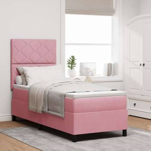 Box Spring Krevet s Madracem Ružičasti 80x200 cm Baršun Cijena