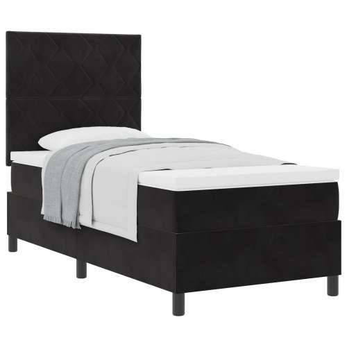 Box Spring Krevet s Dušekom Crni Jednostruki Baršun Cijena