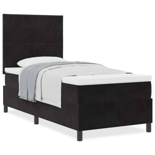 Box Spring Krevet s Dušekom Crni Jednostruki Baršun Cijena