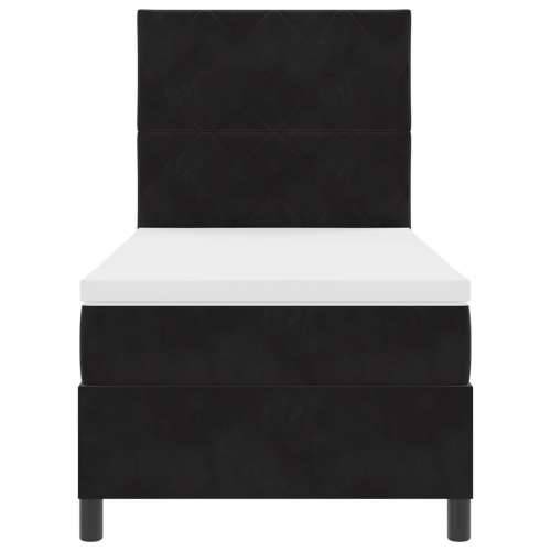 Box Spring Krevet s Dušekom Crni Jednostruki Baršun Cijena