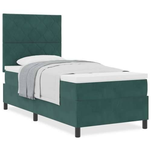 Box Spring Krevet s Madracem Tamno Zelena Jednokrevetni Baršun Cijena