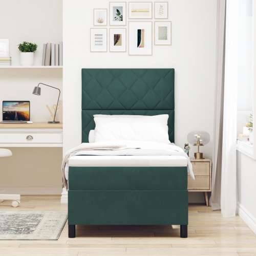 Box Spring Krevet s Madracem Tamno Zelena Jednokrevetni Baršun Cijena
