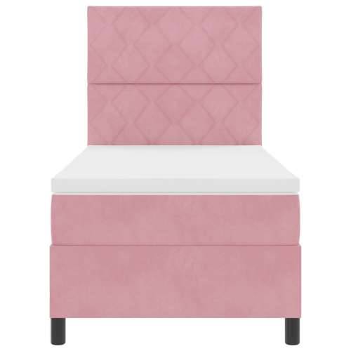 Box Spring Krevet s Madracem Ružičasta Jedan Velur Cijena