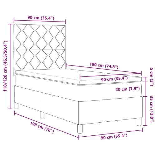 Box Spring Krevet s Madracem Ružičasta Jedan Velur Cijena