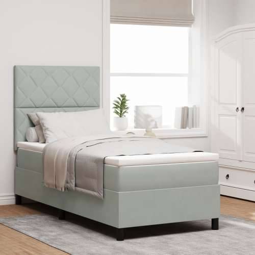 Box Spring Krevet s Madracem Svjetlosiva 90x200 cm Baršun Cijena
