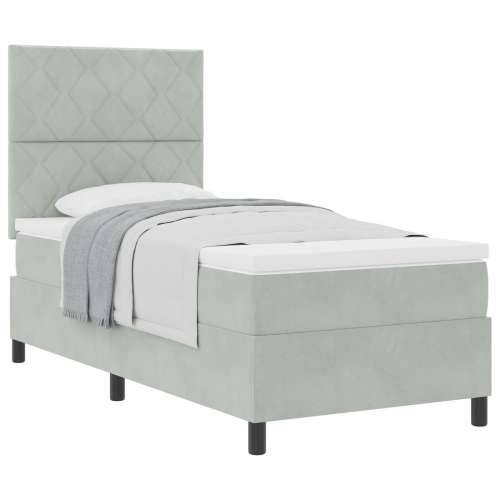 Box Spring Krevet s Madracem Svjetlosiva 90x200 cm Baršun Cijena