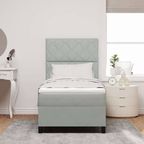 Box Spring Krevet s Madracem Svjetlosiva 90x200 cm Baršun Cijena
