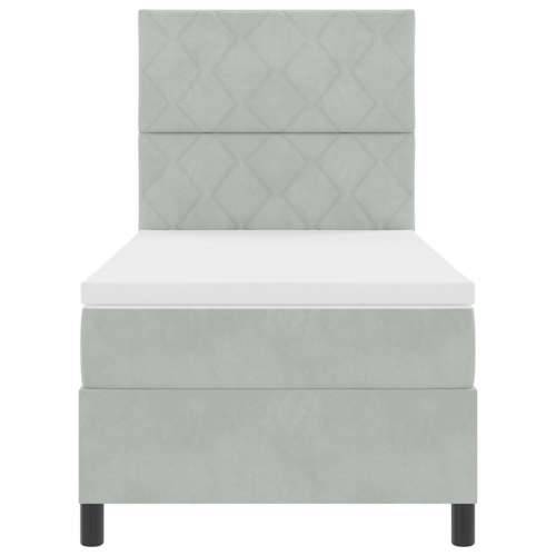 Box Spring Krevet s Madracem Svjetlosiva 90x200 cm Baršun Cijena