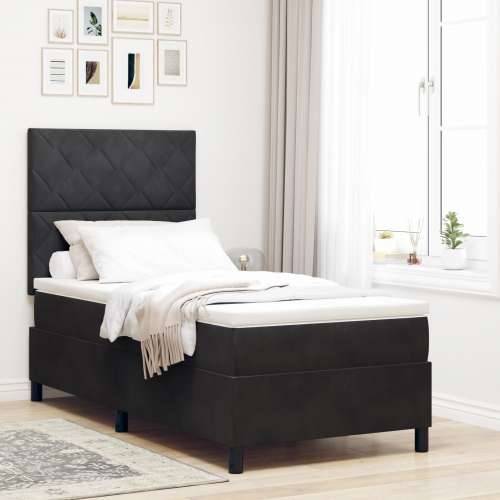Box Spring Krevet s Madracem Crni 90x200 cm Baršun Cijena