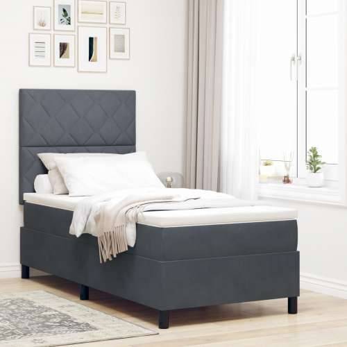 Box Spring Krevet s Madracem Tamno Siva 100x200 cm Baršun Cijena
