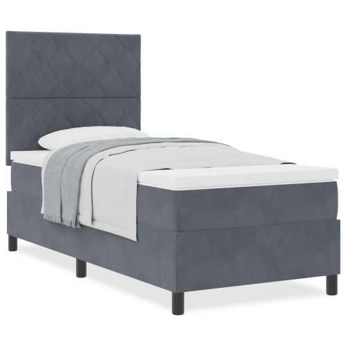 Box Spring Krevet s Madracem Tamno Siva 100x200 cm Baršun Cijena