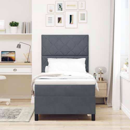Box Spring Krevet s Madracem Tamno Siva 100x200 cm Baršun Cijena