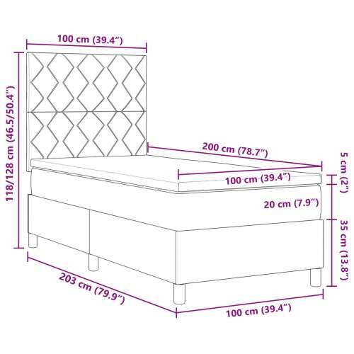 Krevet s box springom i madracem tamnozelene boje 100x200 cm od baršuna Cijena