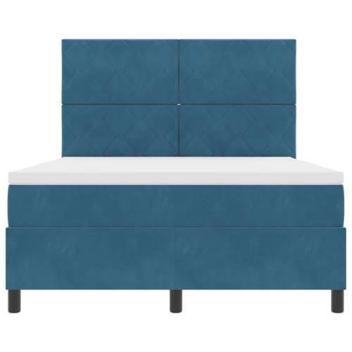 Box Spring Krevet s Madracom Tamnoplav 140x200 cm Baršun Cijena