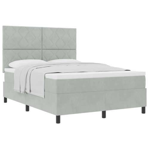 Box Spring Krevet s Madracem Svjetlosiva 160x200 cm Baršun Cijena