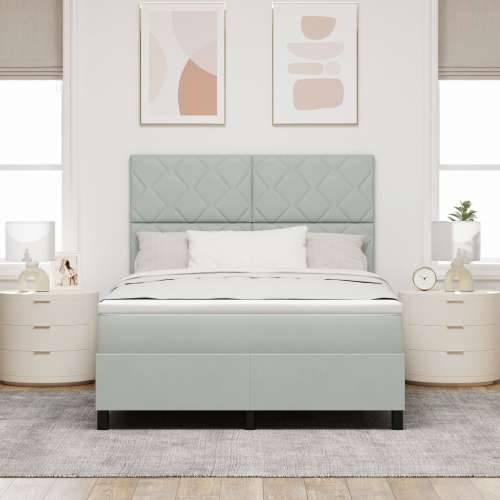 Box Spring Krevet s Madracem Svjetlosiva 160x200 cm Baršun Cijena