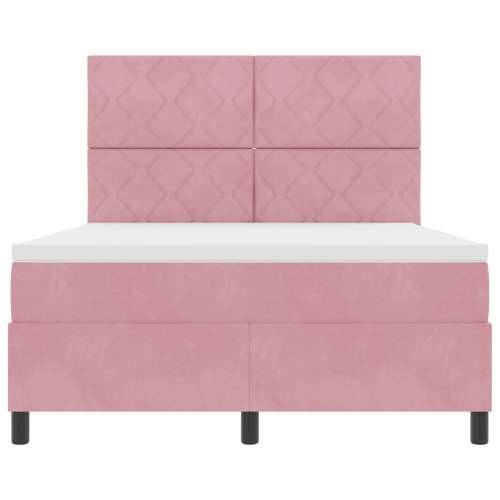 Box Spring Krevet s Madracem Ružičasta 160x200 cm Baršun Cijena
