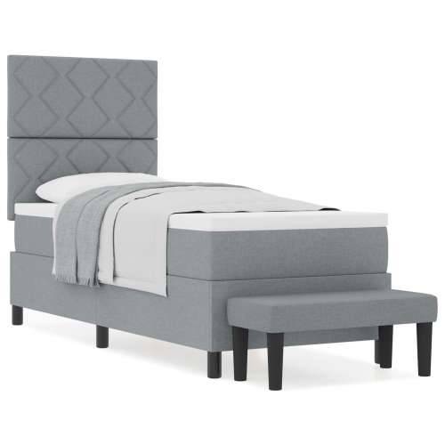 Box Spring Krevet s madracem i klupom svijetlo siva 80x200 cm tkanina Cijena