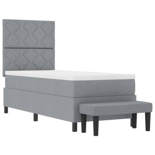 Box Spring Krevet s madracem i klupom svijetlo siva 80x200 cm tkanina Cijena