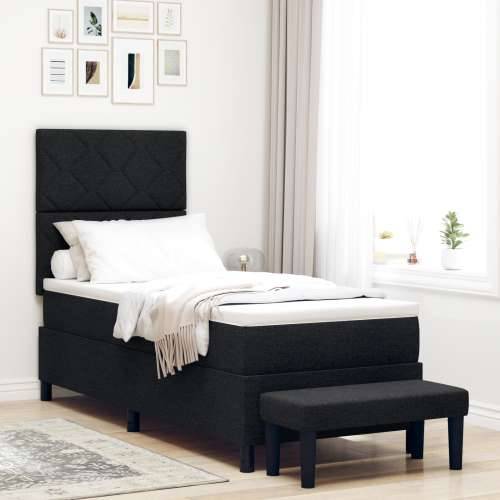 Box Spring krevet s madracem i klupicom crni 80x200 cm tkanina Cijena