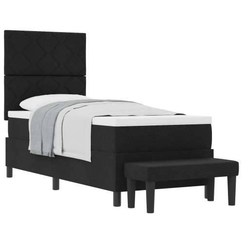 Box Spring krevet s madracem i klupicom crni 80x200 cm tkanina Cijena