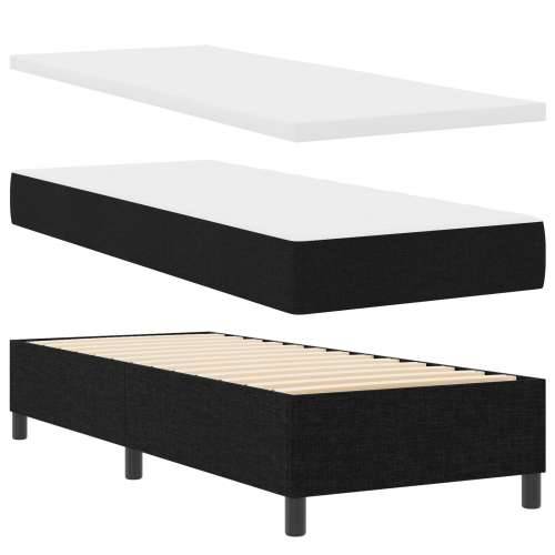 Box Spring krevet s madracem i klupicom crni 80x200 cm tkanina Cijena