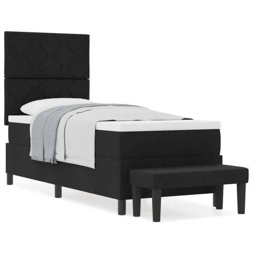 Box Spring krevet s madracem i klupicom crni 80x200 cm tkanina Cijena