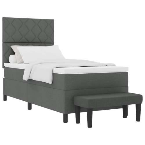 Krevet s boxspringom s madracem i klupom tamno sivi 90x190 cm Tkanina Cijena
