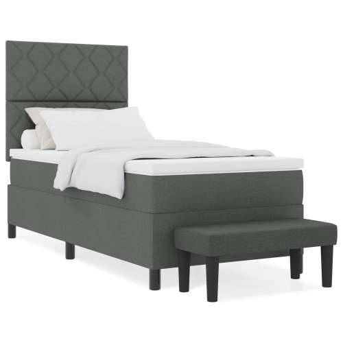 Krevet s boxspringom s madracem i klupom tamno sivi 90x190 cm Tkanina Cijena