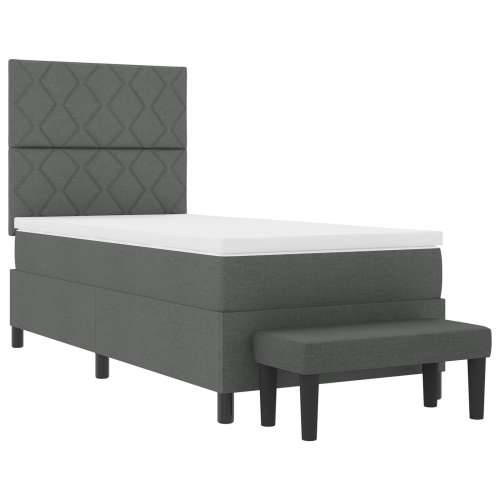 Krevet s boxspringom s madracem i klupom tamno sivi 90x190 cm Tkanina Cijena