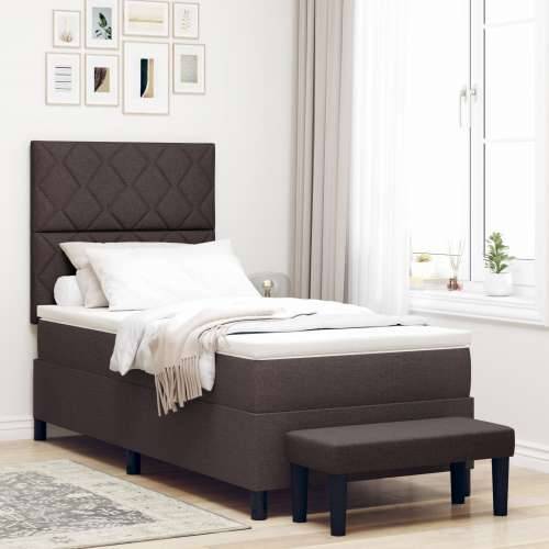 Box Spring Krevet s Madracem & Klupom Tamnosmeđa 90x190 cm Tkanina Cijena