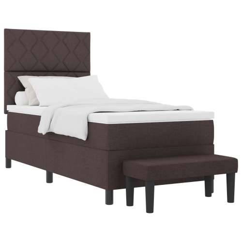 Box Spring Krevet s Madracem & Klupom Tamnosmeđa 90x190 cm Tkanina Cijena
