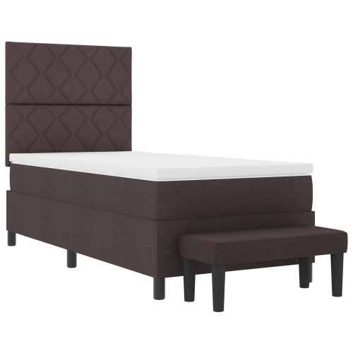 Box Spring Krevet s Madracem & Klupom Tamnosmeđa 90x190 cm Tkanina Cijena
