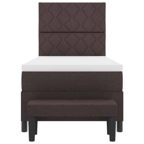 Box Spring Krevet s Madracem & Klupom Tamnosmeđa 90x190 cm Tkanina Cijena
