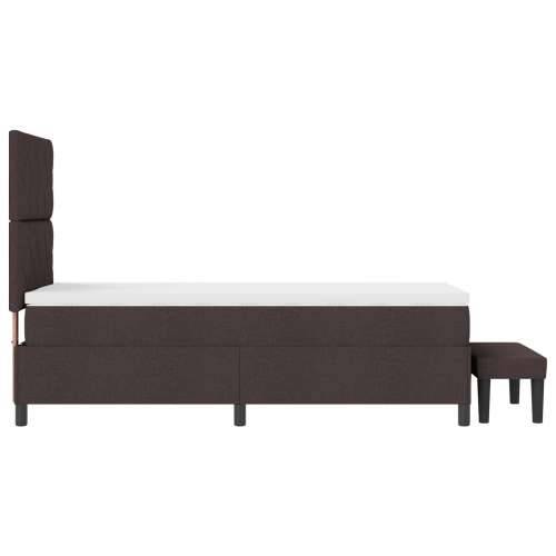 Box Spring Krevet s Madracem & Klupom Tamnosmeđa 90x190 cm Tkanina Cijena