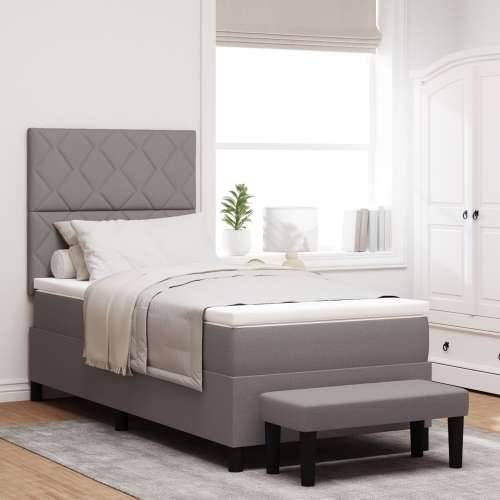 Krevet s box springom s madracem i klupom taupe 90x190 cm tkanina Cijena