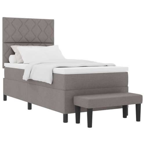 Krevet s box springom s madracem i klupom taupe 90x190 cm tkanina Cijena