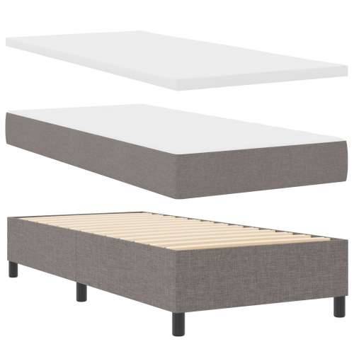 Krevet s box springom s madracem i klupom taupe 90x190 cm tkanina Cijena