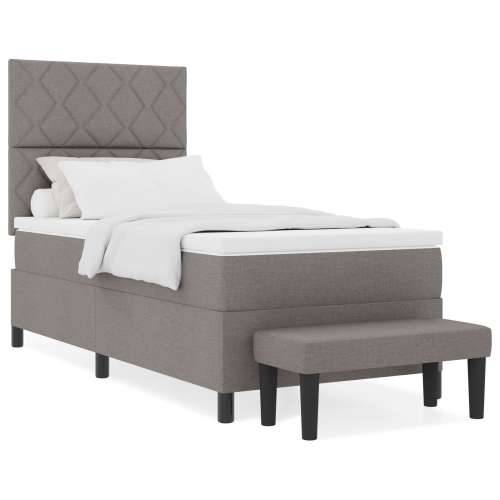 Krevet s box springom s madracem i klupom taupe 90x190 cm tkanina Cijena