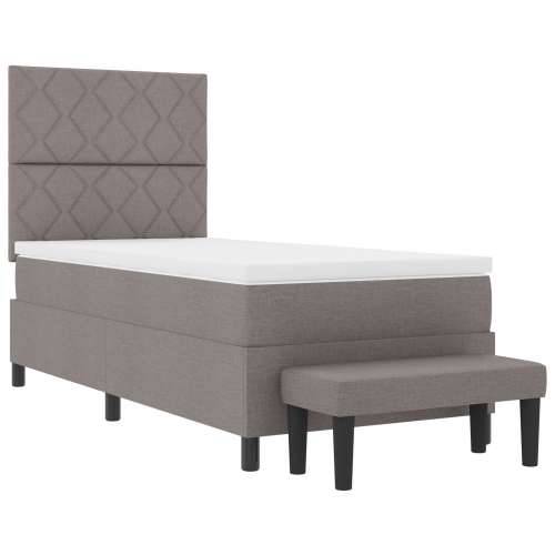 Krevet s box springom s madracem i klupom taupe 90x190 cm tkanina Cijena