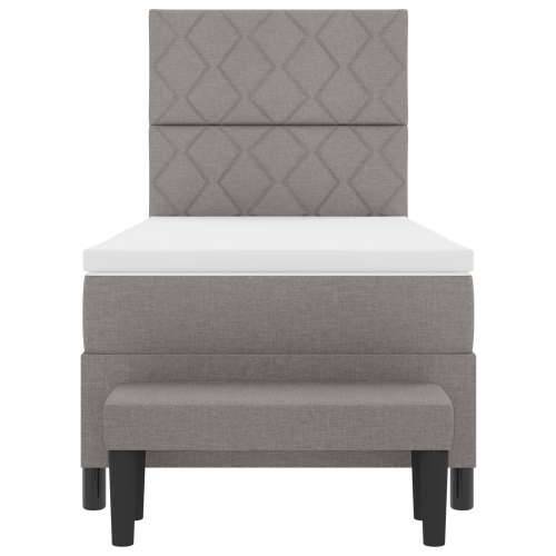 Krevet s box springom s madracem i klupom taupe 90x190 cm tkanina Cijena