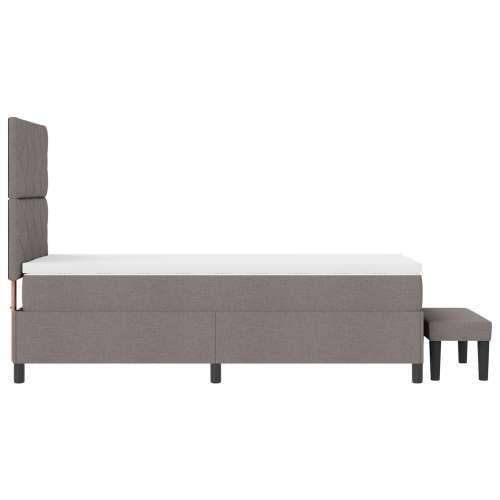 Krevet s box springom s madracem i klupom taupe 90x190 cm tkanina Cijena