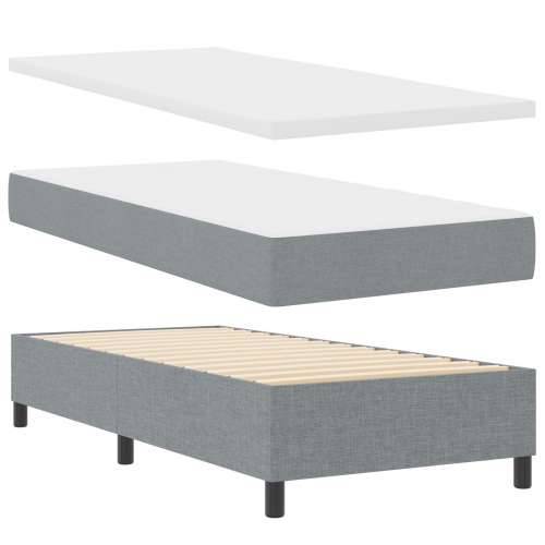 Krevet s box springom s madracem i klupicom svijetlo sivi 90x200 cm tkanina Cijena