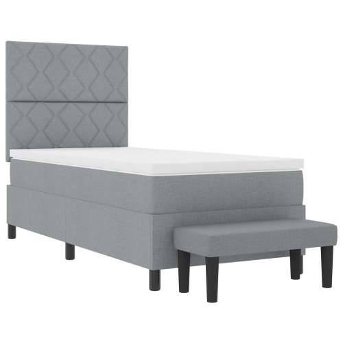 Krevet s box springom s madracem i klupicom svijetlo sivi 90x200 cm tkanina Cijena