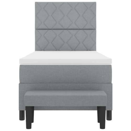 Krevet s box springom s madracem i klupicom svijetlo sivi 90x200 cm tkanina Cijena
