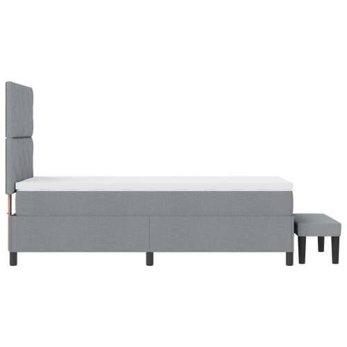 Krevet s box springom s madracem i klupicom svijetlo sivi 90x200 cm tkanina Cijena