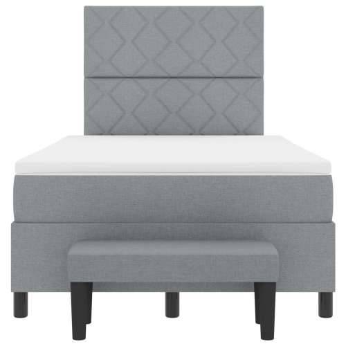 Krevet s box springom s madracem i klupom svijetlosiva 120x190 cm tkanina Cijena