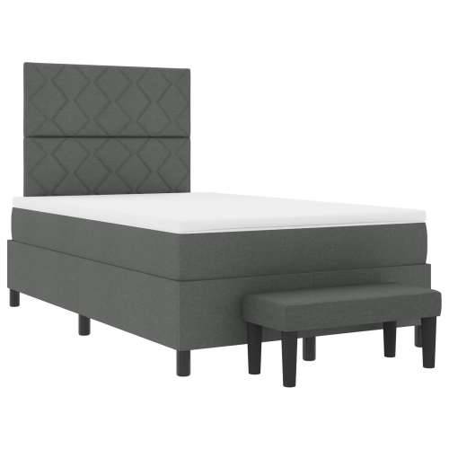 Krevet s box springom s madracem i klupom tamno sivi 120x200 cm tkanina Cijena