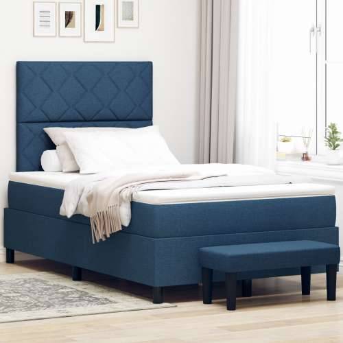 Box Spring Krevet s Madracem i Klupom Plavi 120x200 cm Tkanina Cijena